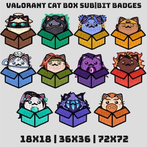 Cute Valorant Cat Sub | Bit Badges | Valorant | Cat | Cute | Kawaii | Cat in a box | Twitch | Reyna | Omen | Jett | Neon | Sage | Skye