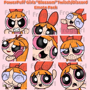 Cute Blossom (PowerPuff Girls) Emote Pack | 9 Twitch/Discord Emotes