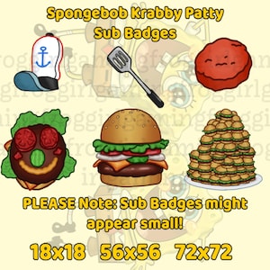 Spongebob Twitch Sub/Bit Badges | Krabby Patty | Twitch Emotes | Twitch Sub Badges | 6 Sub/Bit Badges