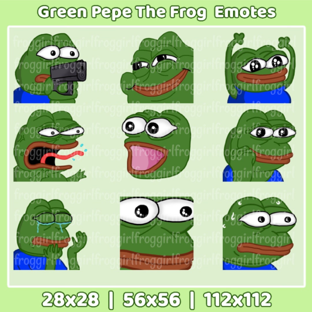 Green Pepe The Frog Emotes | Twitch | Youtube | Discord | カエル | かわいい - Etsy  日本