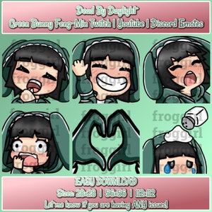 Dead By Daylight | Green Bunny Feng Min Twitch emotes | Dead By Daylight Emotes | Cute Bunny Feng Min Emotes | Bunny | Girl | 6 Emotes