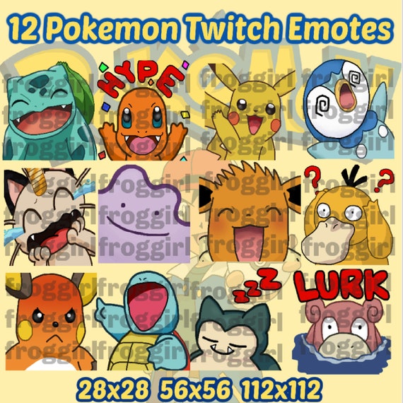 Cute Pokemon Twitch Discord Emote Pack 12 Emotes Etsy
