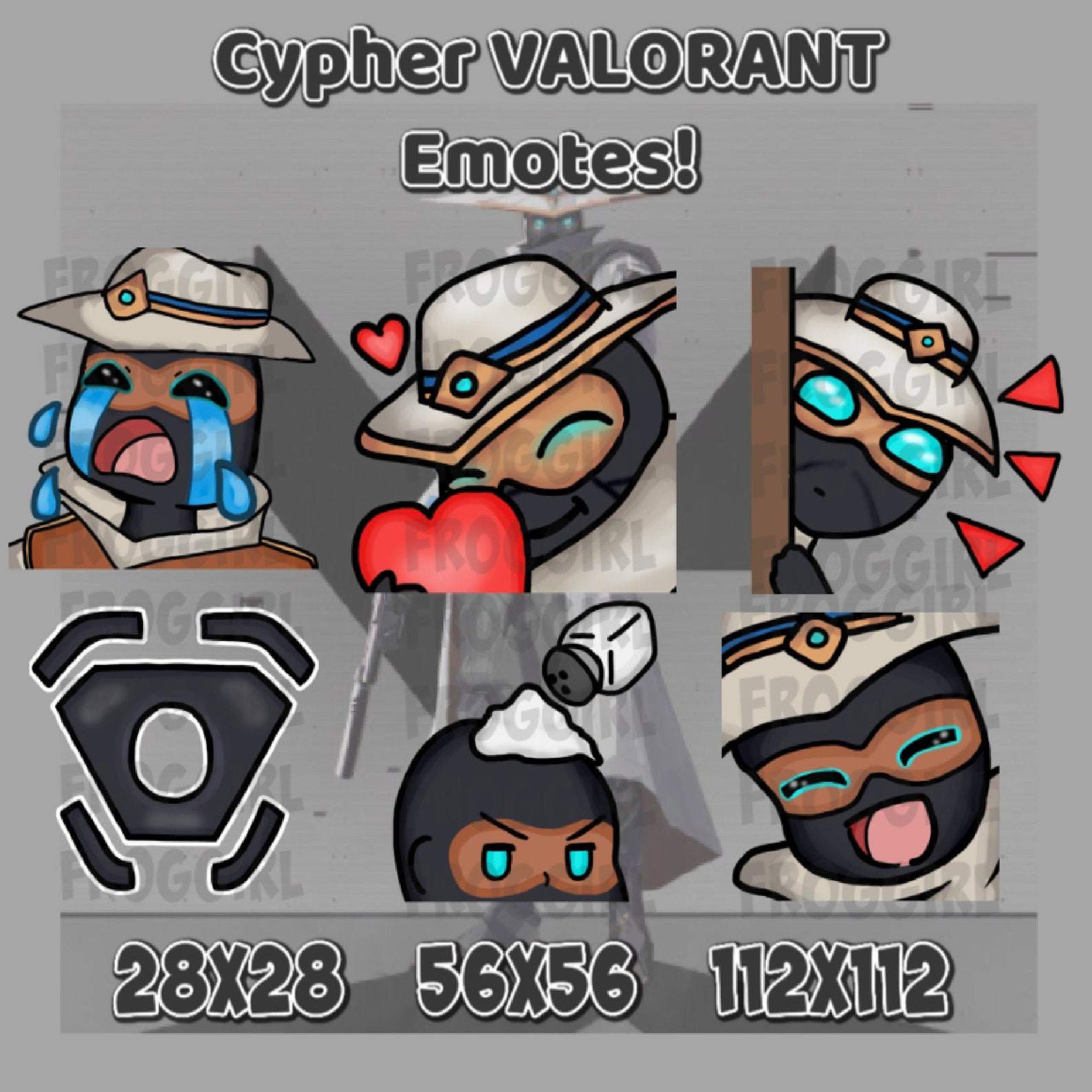 Cute Cypher valorant Emote Pack VALORANT Emotes 6 Etsy