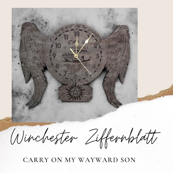 Winchester Zifferblatt für Wanduhr Holz Hunting Pentagram Impala