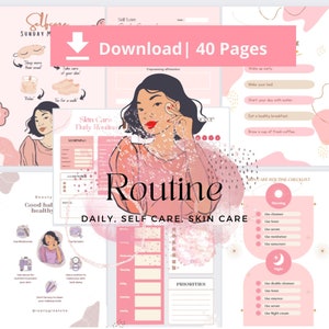 2024 Daily routine, Health Tracking Habit, self care planner, skin care routine,  daily planner, self love, Beauty Tips| 40 Pages | A4
