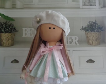 Tilda Doll, Art Doll, Rag Doll, Fabric Doll, Decor Doll, Interior Doll, Nursery Doll, Textile Doll, Handmade Doll, Pink Soft Doll