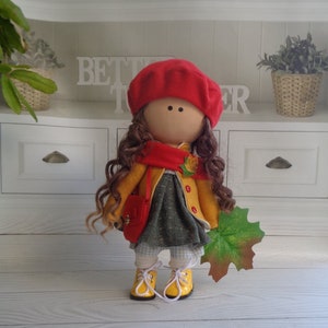 Bambola fatta a mano, bambola da interno, bambola di stoffa per la cameretta dei bambini, bambola Tilda, bambola da arredamento per interni, bambola di stoffa, bambola di pezza tessile, stanza dei bambini, bambola da arredamento