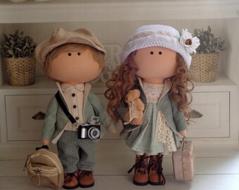 Couple of Dolls, Dolls pair, Love Couple, Custom Made Dolls, Portrait Decor Dolls, Tilda Doll Handmade, Textile Interior Doll Activ