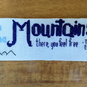 In the Mountains T.S. Eliot Bookmark in Cross-Stitch