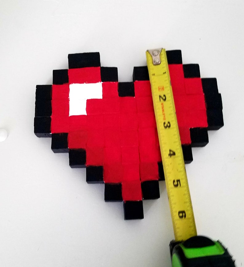 MINECRAFT Heart Handmade Wood Heart Pixel Art 3D Minecraft Etsy