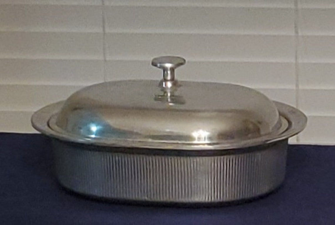 Hammered and Finely Crafted Pewter Cast Aluminum Roasting Pan Etsy