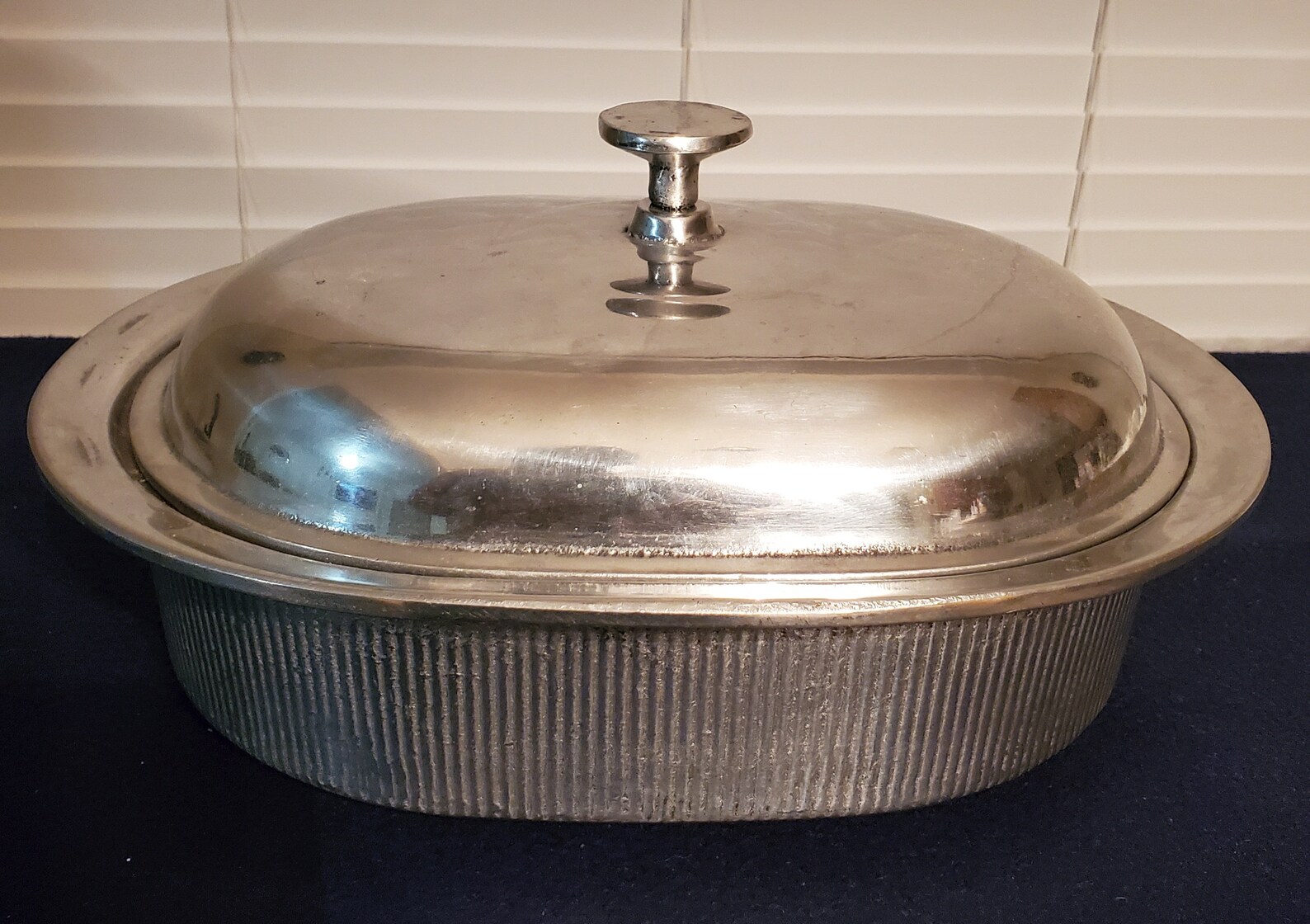 Hammered and Finely Crafted Pewter Cast Aluminum Roasting Pan Etsy