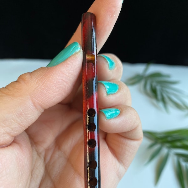 Bamboo Micro-Flute in Red | Bird-Like Sound | Perfect for Camping and Sporting Events | Emergency Whistle | Flute Necklace | Gift ideas