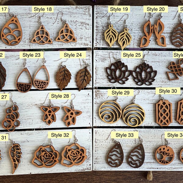Wooden Earrings | 17 Unique Styles of Jewelry | Lightweight Trendy Earrings | Gift Ideas | Made From Sustainable Jackfruit Wood|Styles 17-34