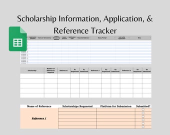 Scholarship Information, Application, & Reference Tracker | Google Sheets