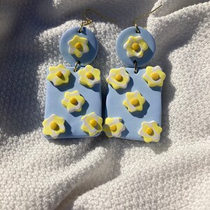 Baby Blue Mini Flower Polymer Clay Earrings