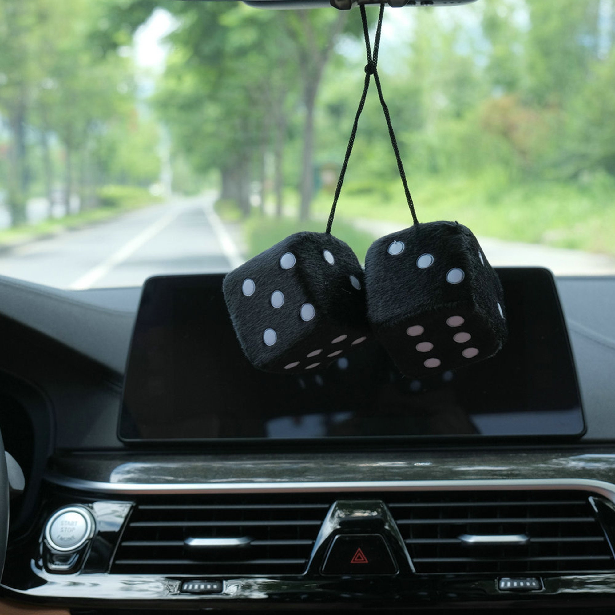 Hanging Car Dice Retro Fluffy Cute Dice Car Rearview Mirror Etsy