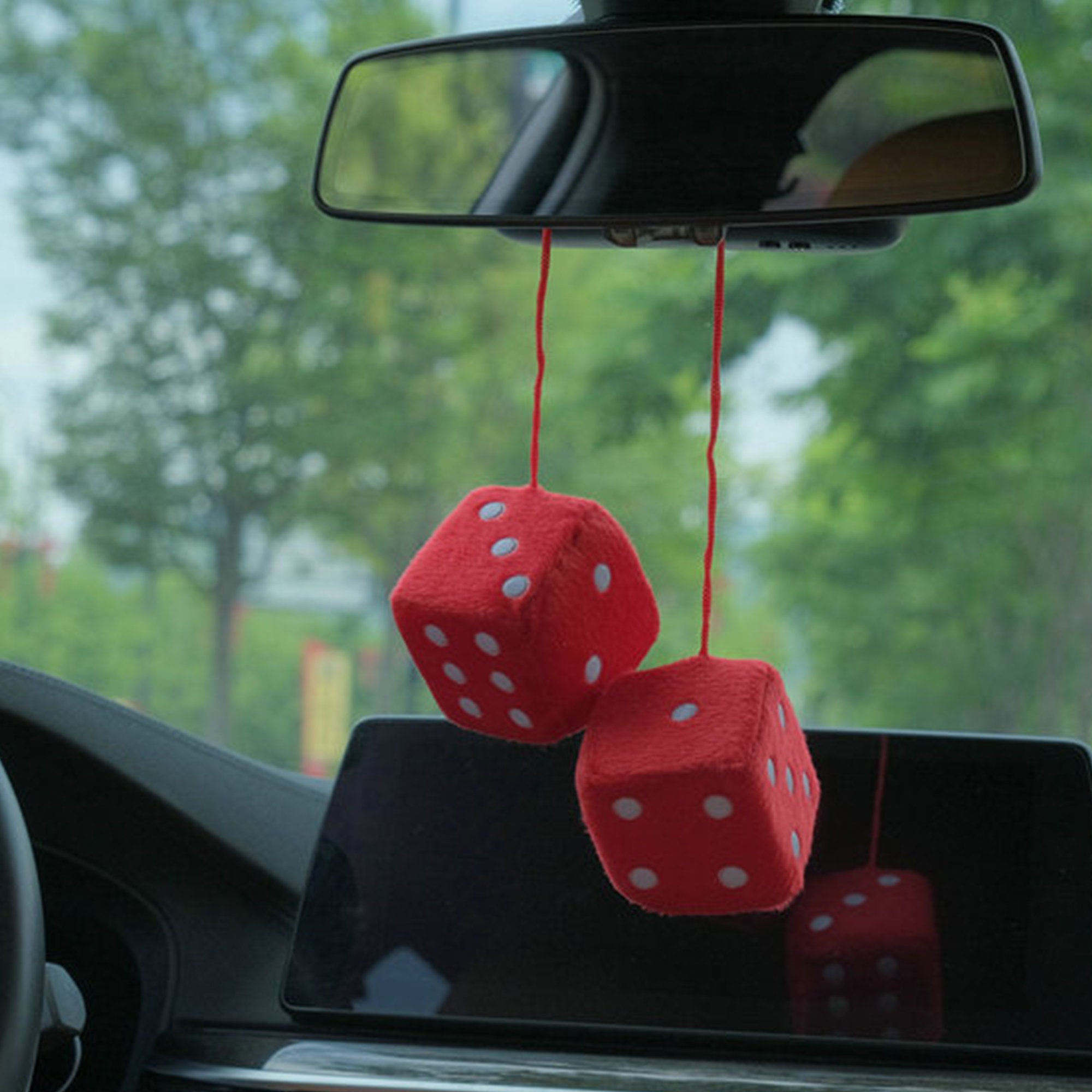 Hanging Car Dice Retro Fluffy Cute Dice Car Rearview Mirror Etsy