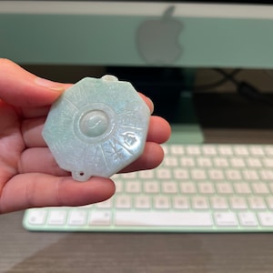 White Green Yin Yang Bagua Jadeite Jade Stone Large Necklace Pendant with movable center