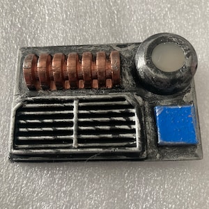 New Star Wars Cassian Andor inspired( Version 2  blue tile) lighted communication badge / comlink Greeblie. Cosplay/ Disney bound/ Batuu