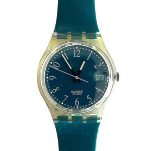Vintage 1992 Swatch Gent GRUENE LUI GK401 - unworn mint condition - running with new battery - 34mm diameter - new in box