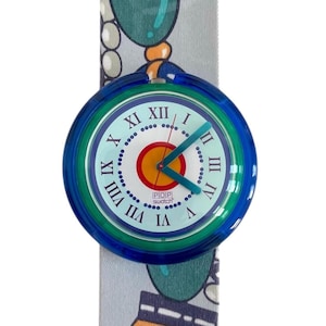 Vintage 1992 Pop Swatch PWG100 PERLES DE FOLIE - mint unworn condition - running with fresh battery - 39mm diameter - leather band