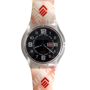 Vintage Swatch Jelly in Jelly RUBY TOUCH SUJK701C for Eiffage - mint unworn condition - new battery installed - 38mm diameter - new in box