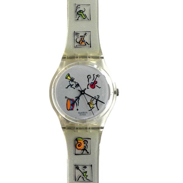 NEW: Swatch Gent INSTRUMENTAL GK364 from 2001 - Montreux Jazz Festival Special - unworn - mint- new battery - new in box - 34mm