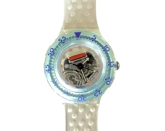 NEUF dans sa boîte du millésime 1992 Swatch Scuba 200 JELLY BUBBLES SDK104 - non porté - pile neuve - en marche - 38 mm