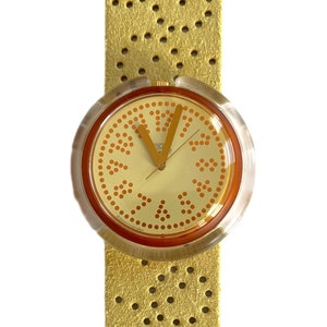 Vintage 1994 Pop Swatch EPICE PWR108 - ultimate mint unworn condition - new battery - leather band - 39mm - new in box