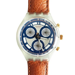Vintage 1993 Swatch Chrono HONEYTREE SCN107 - unworn mint condition - running with new battery - 37mm diameter - new in box