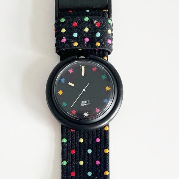 NEW : 1992 vintage  Pop Swatch PWB168 STAR PARADE -  mint - unworn - running - new battery