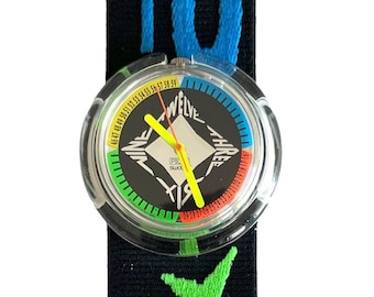 Vintage 1993 Midi Pop Swatch NINETEEN PMK106 - perfecto estado sin uso - batería nueva - nuevo en caja - 32 mm de diámetro