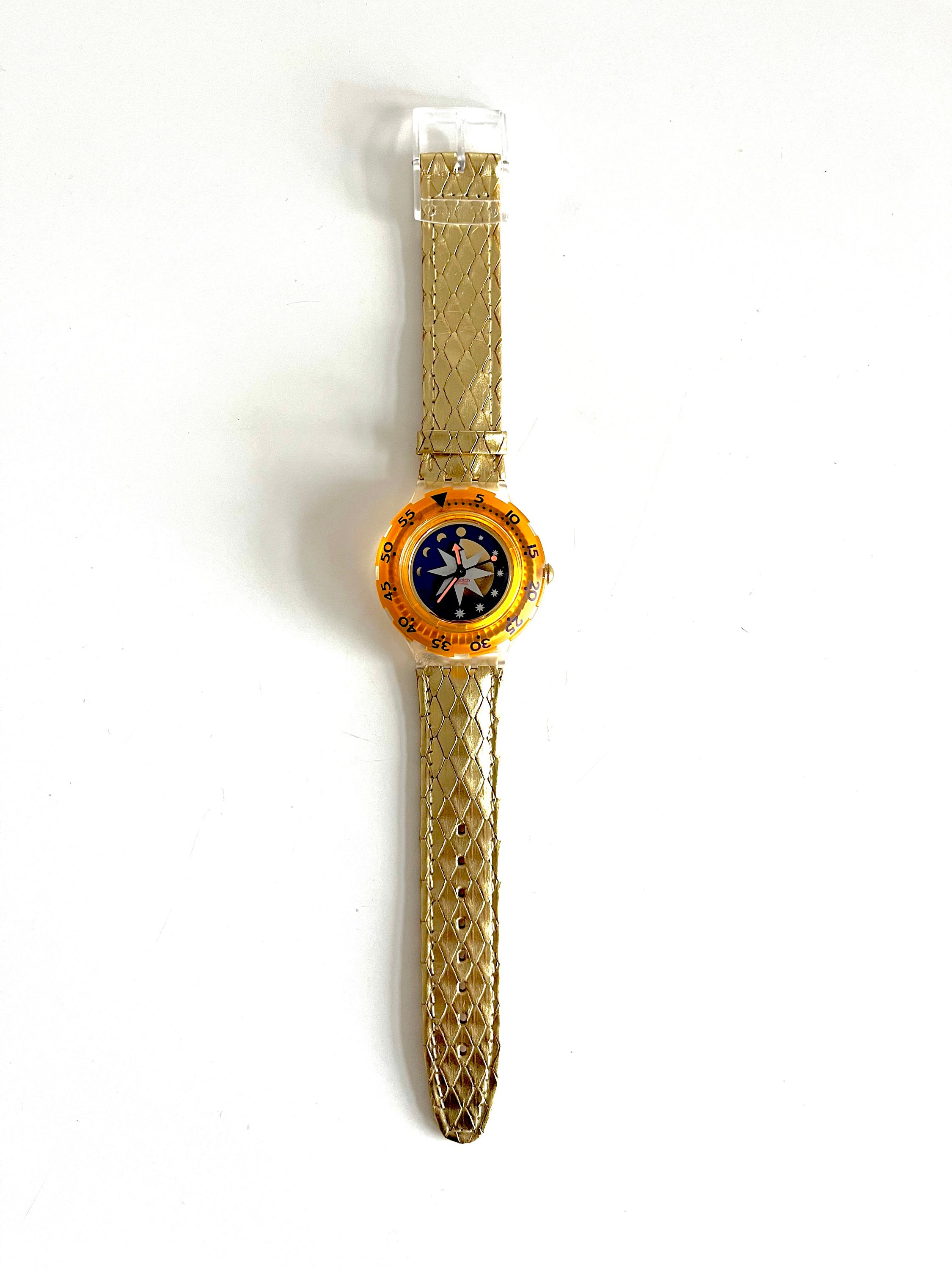 ヴィンテージ 1993 Swatch Scuba 200 GOLDEN ISLAND SDK112 - 未使用の 