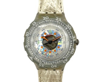 1994 Swatch Scuba 200 PEARLSHELL SDK118 - unworn mint vintage condition - new in box - new battery installed - 38mm diameter
