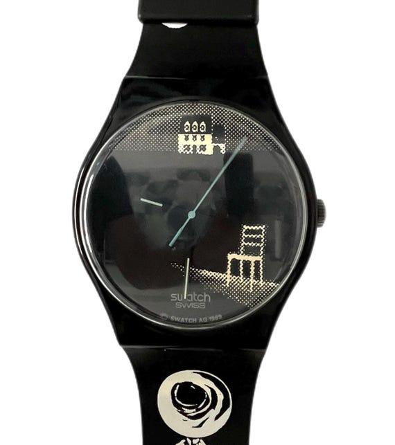 Vintage 1989 Swatch Maxi Wall Clock ECLIPSES MGB128 - 209cm Tall