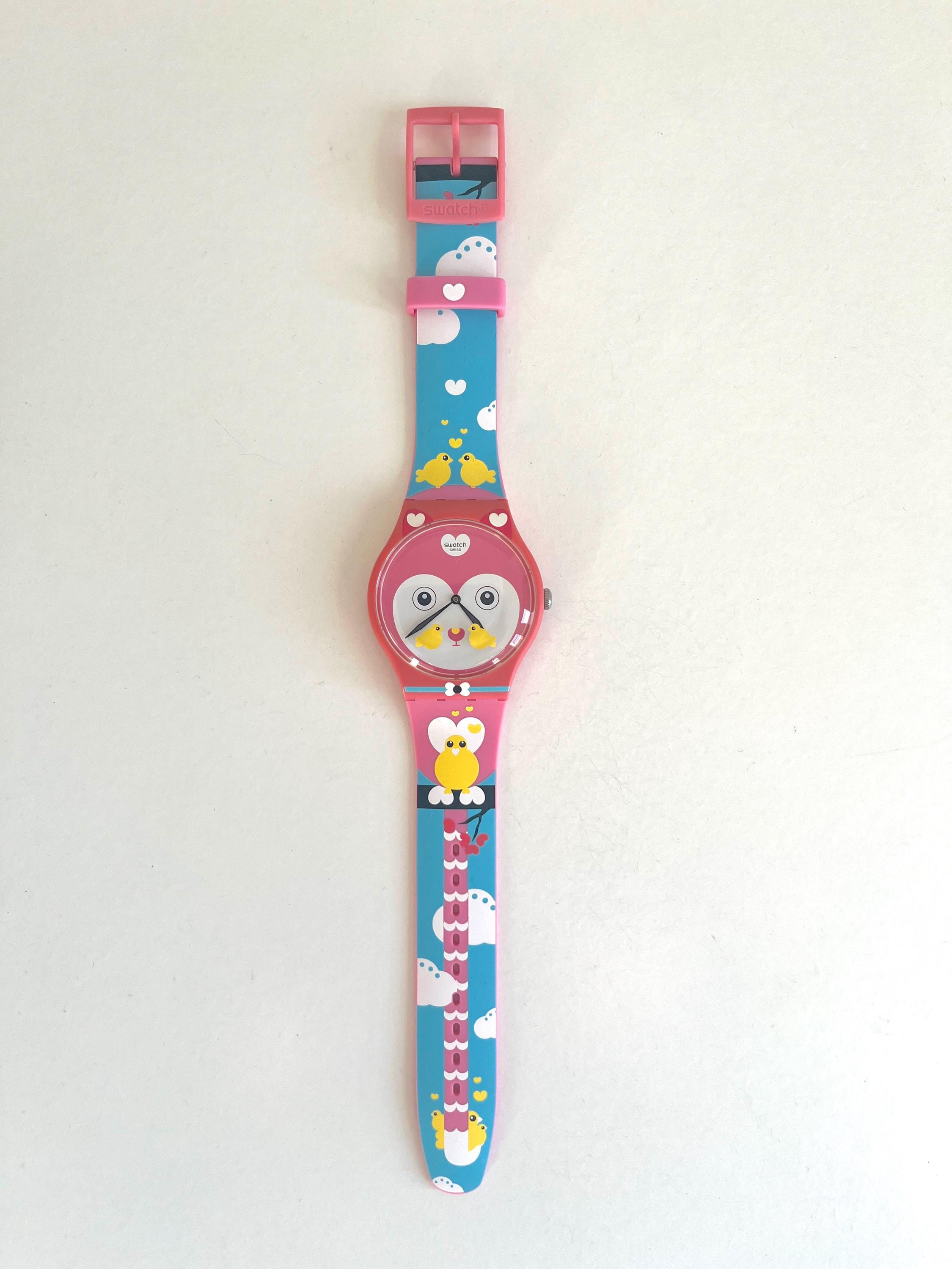 Swatch Watch - SUOZ190 - CHOUPINOU Swatch Choupinou Pink Dial Pink and Blue Silicone Ladies  main image 2
