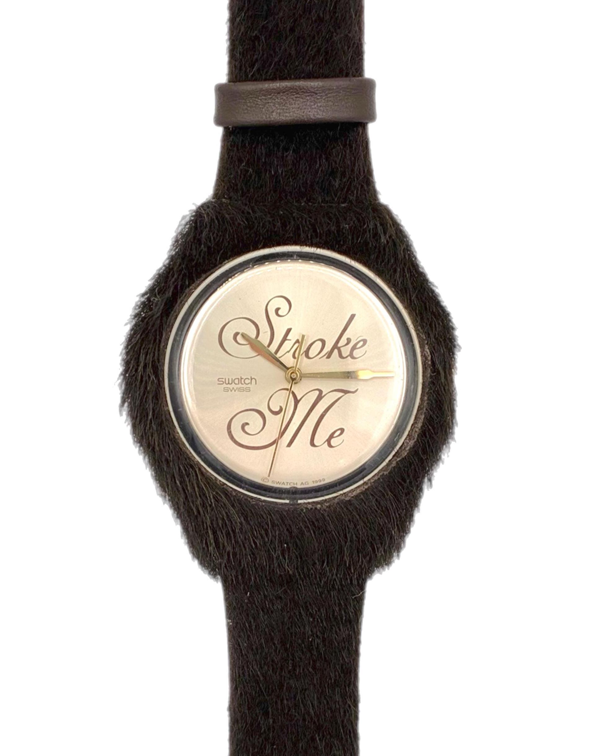 Brand new Swiss Swatch “Hairy Harry” Stroke Me Watch.Watch Dial fur band.Vintage Vintage 2000 Swatch HAIRY HARRY GX129 - New in Box - 34mm  main image 3