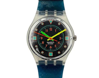 1989 Swatch Gent BONDI DIVER GK115 - unworn vintage Swatch watch in mint running condition with new battery - 34mm diameter - new in box