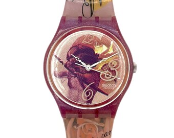 Montre Femme Vintage Rose - Boîtier 43mm - Bracelet Silicone - Fonctionne (pile Neuve) - Occasion