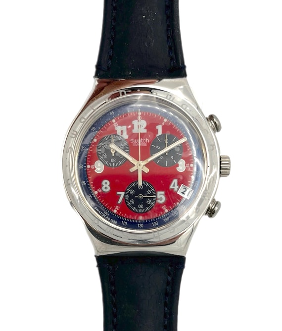 未使用】swatch IRONY スイス製 赤ベルト ライト付き スウォッチ 