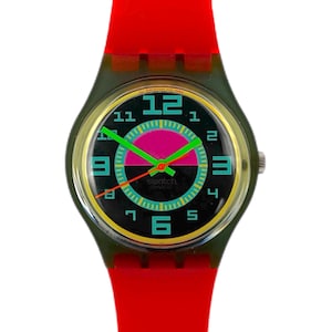 Vintage 1989 Swatch Gent GREEN ROOM GN103 - unworn mint condition - fresh battery installed - new in box - 34mm diameter
