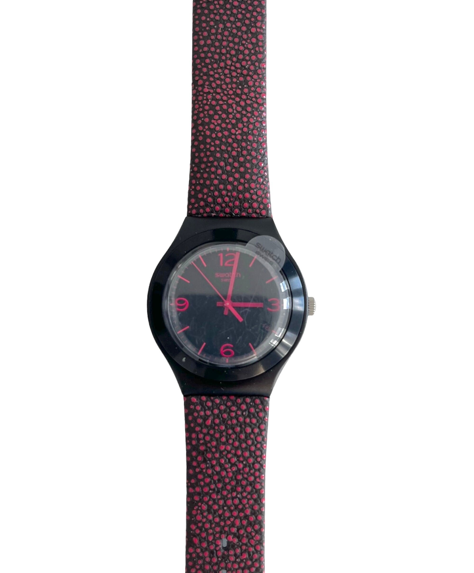 New in box Swatch Irony Big PINK DROPS YGB4005 - unworn mint condition - running with new battery - 37 mm
