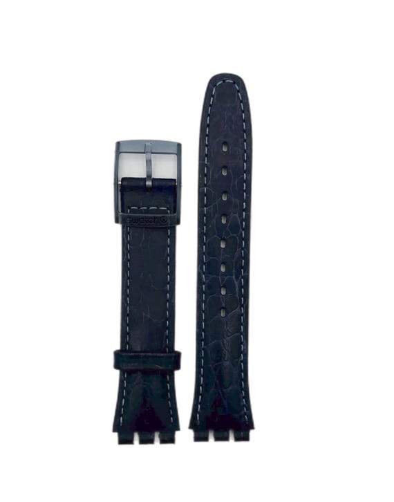 Armband Swatch Watch Straps 17mm Vintage Swatch Dark Blue Leather