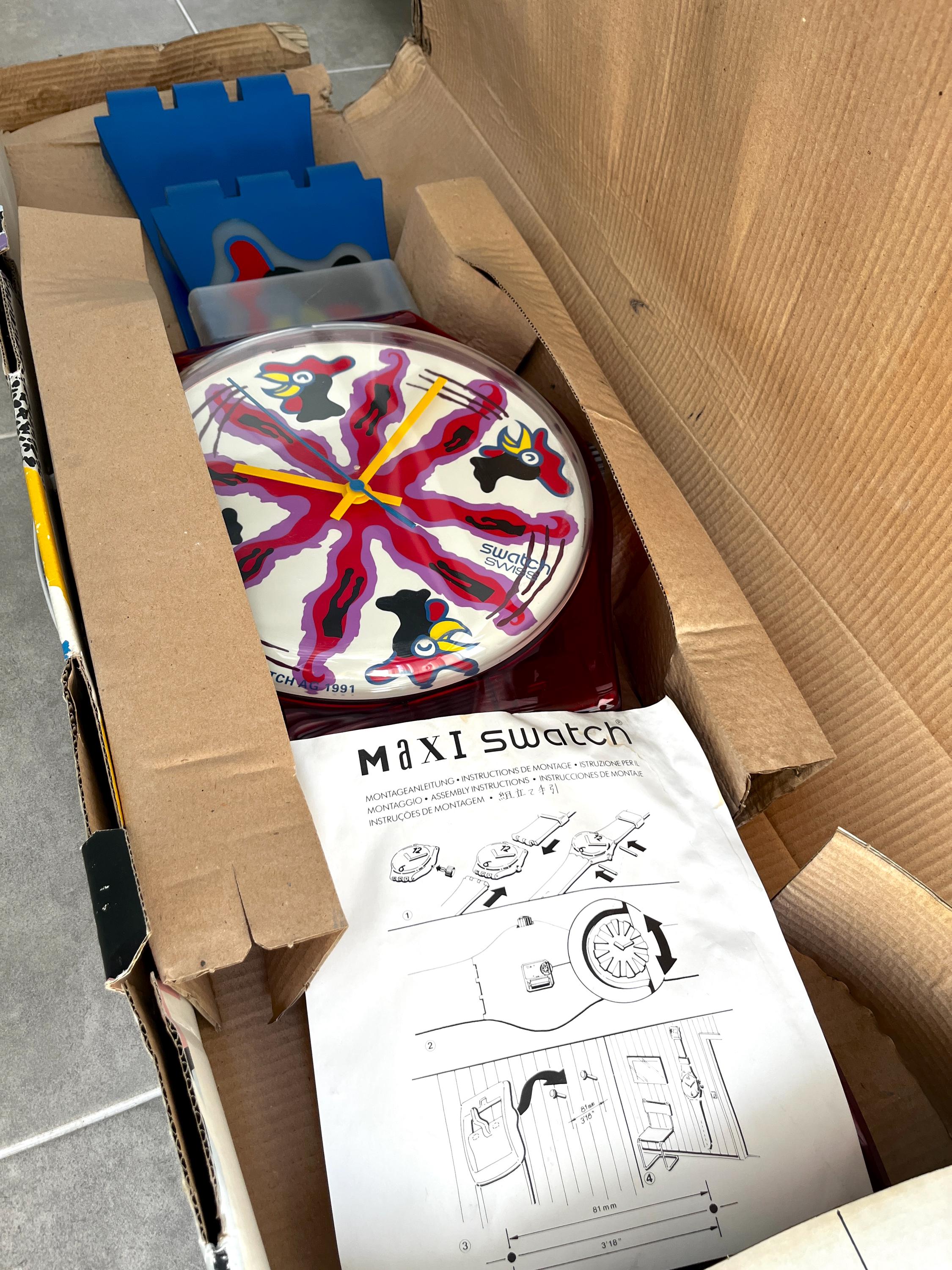 Maxi Swatch マキシスウォッチ CHICCIRICHI MGR112 Vintage 1992 Swatch Maxi Wall Clock Chicchirichi MGR112