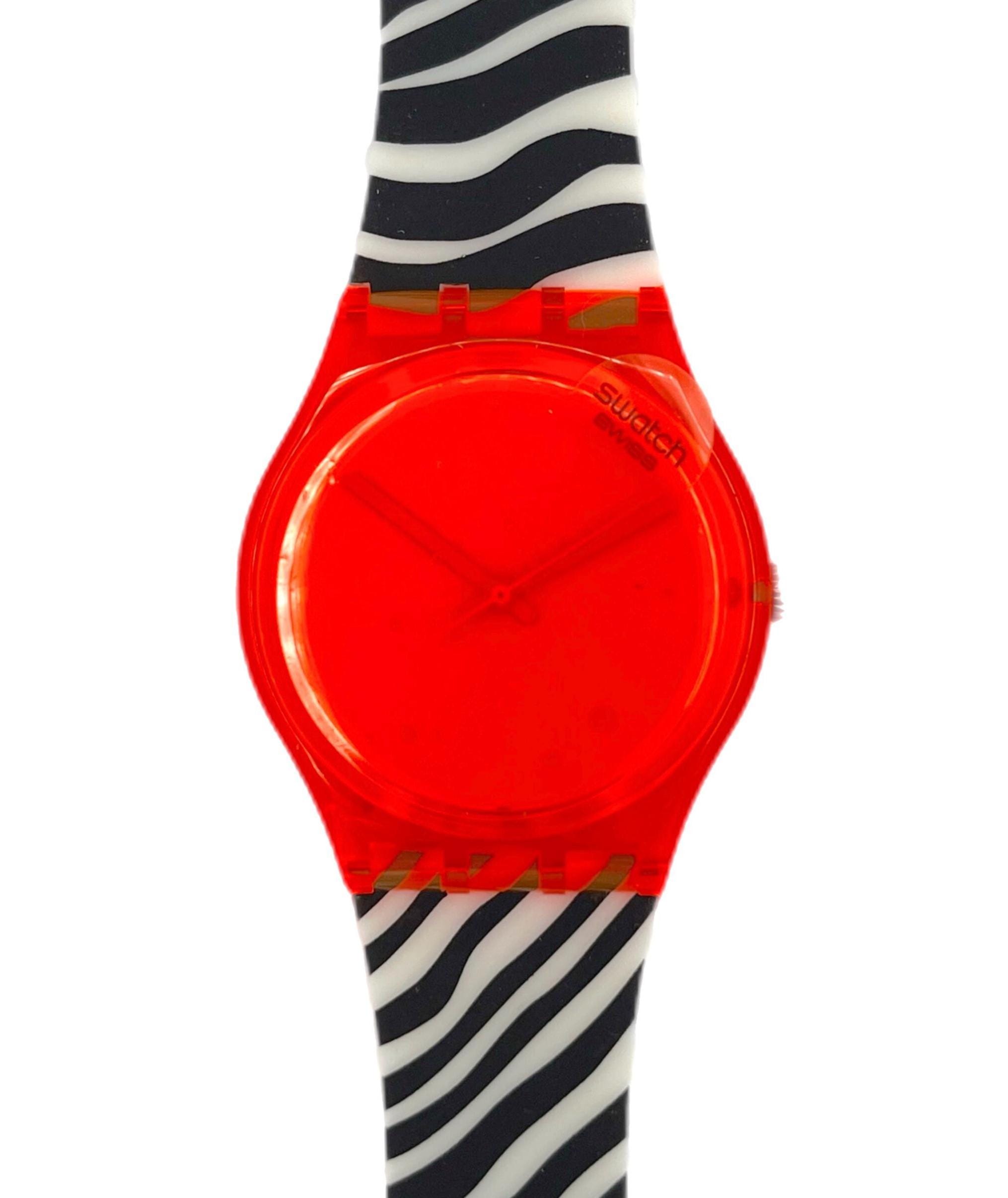 Swatch Watch-Orange Zeb Vintage Swatch NEW in Box Unworn 34mm ORANGE ZEB GO107 Zebra  main image 2
