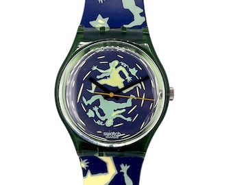 1991 Swatch Gent CRASH GG111 - 34mm diameter - new in box - vintage 90s Swatch watch