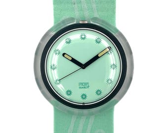 1992 Pop Swatch MINT SEA PWB166 – Rare Vintage Swiss Watch in Mint Condition, Collectible Pop Series Timepiece