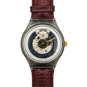 1991 Swatch Automatic RUBIN SAM100C (2nd version) - unworn mint condition - 37mm diameter - leather strap - new in box