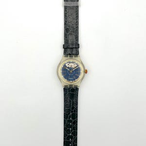 1993 Swatch Automatic NACHTIGALL SAK104 Vintage Swiss Mechanical Watch Black Blue Retro 90s image 8